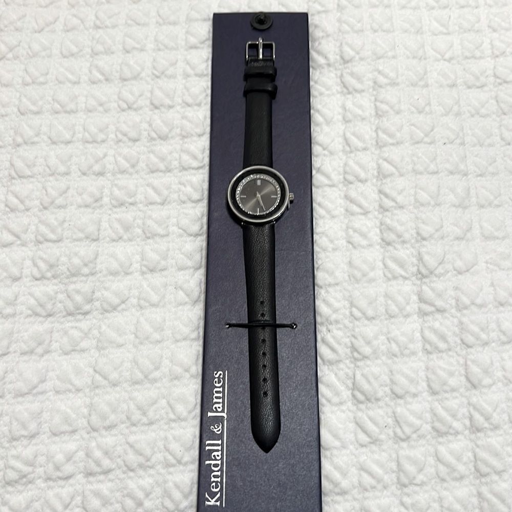 Kendall & James Ladies Watch in Black, Stainless Steel and Rhinestones